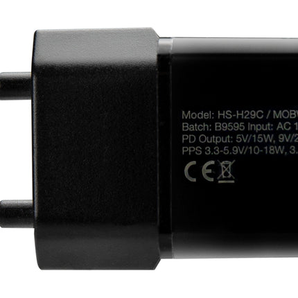 Mobilize Wall Charger Usb-C 20W With Pd/Pps + Usb-C Nylon Cable 1.2M Black