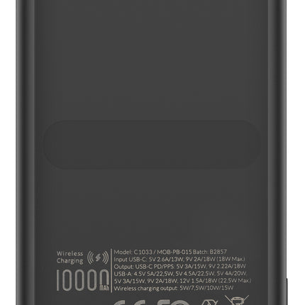 Mobilize Magnetic Wireless Magsafe Compatible Pd Stand Power Bank 10000Mah 15W Black