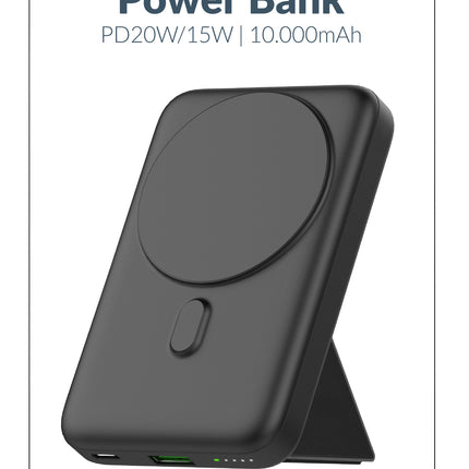 Mobilize Magnetic Wireless Magsafe Compatible Pd Stand Power Bank 10000Mah 15W Black