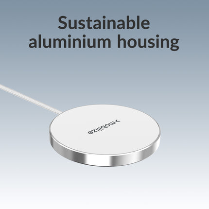 Mobilize Magnetic Wireless Charger Magsafe Compatible 25W Qi2.2 White Aluminium