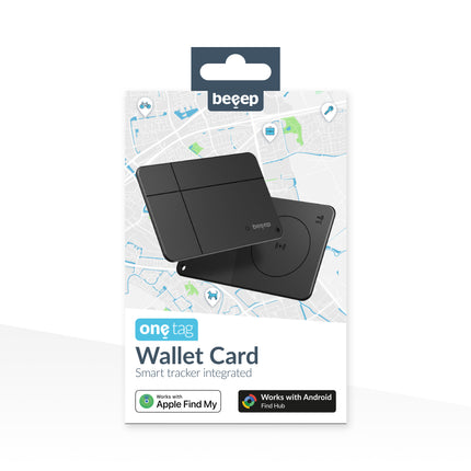 Beeep Onetag Apple Find My & Android Tracker - Wallet Card Wireless Rechargeable - Black