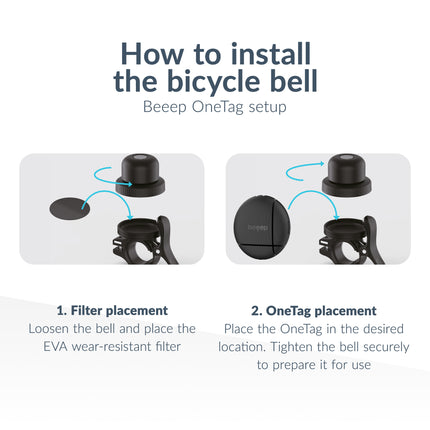 Beeep Onetag Apple Find My & Android Tracker Black & Bicycle Bell