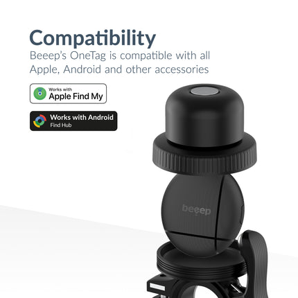 Beeep Onetag Apple Find My & Android Tracker Black & Bicycle Bell