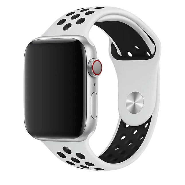 Apple Watch Nike Sport Band 45 mm – Pure Platinum/Zwart