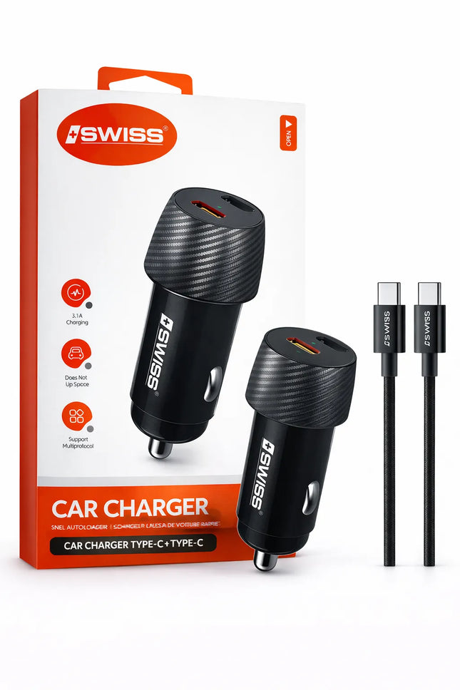 Car charger with 1 meter USB-C cable