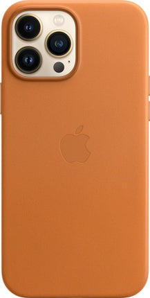 iPhone 13 Pro Max gold brown leather case