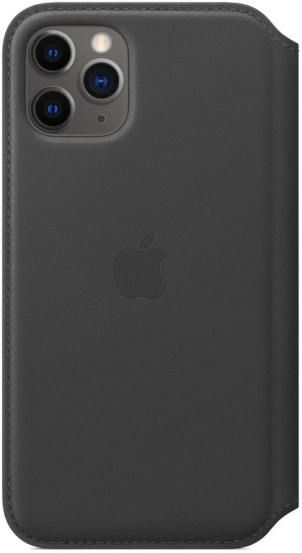 Apple iPhone 11 pro leren flip hoesje - zwart
